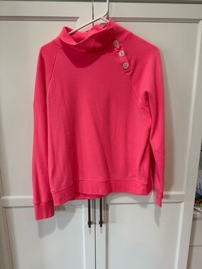 J. Crew Pink Button-Detail Funnel Neck Sweater